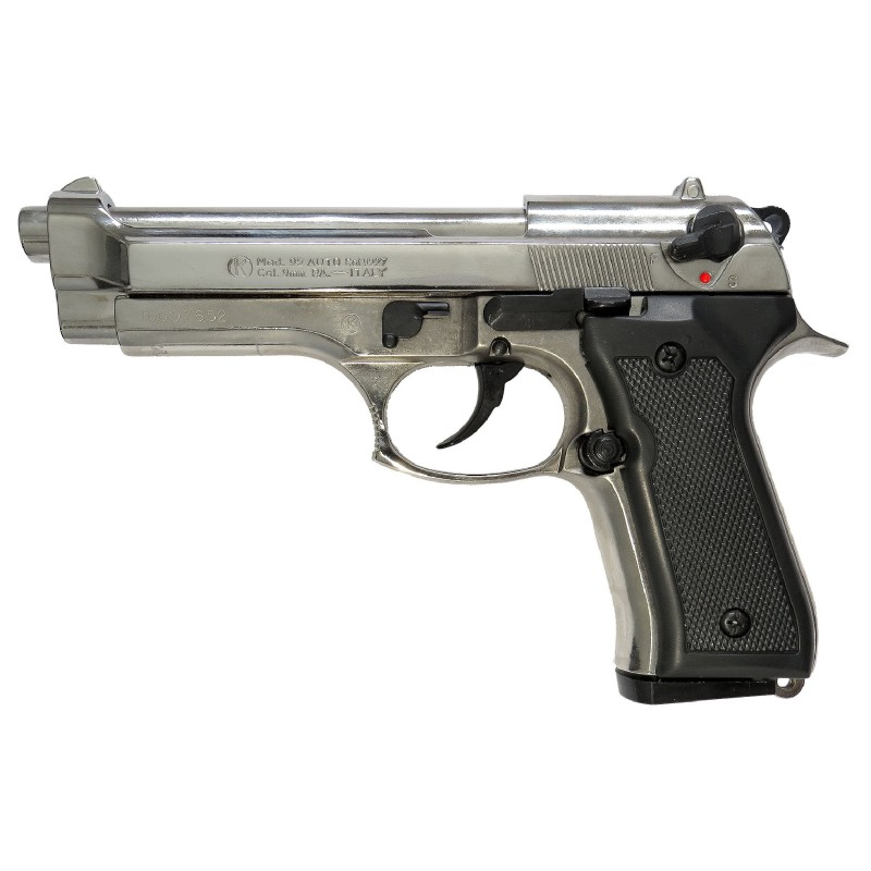 pistolet 92 auto c9mm pa chrome